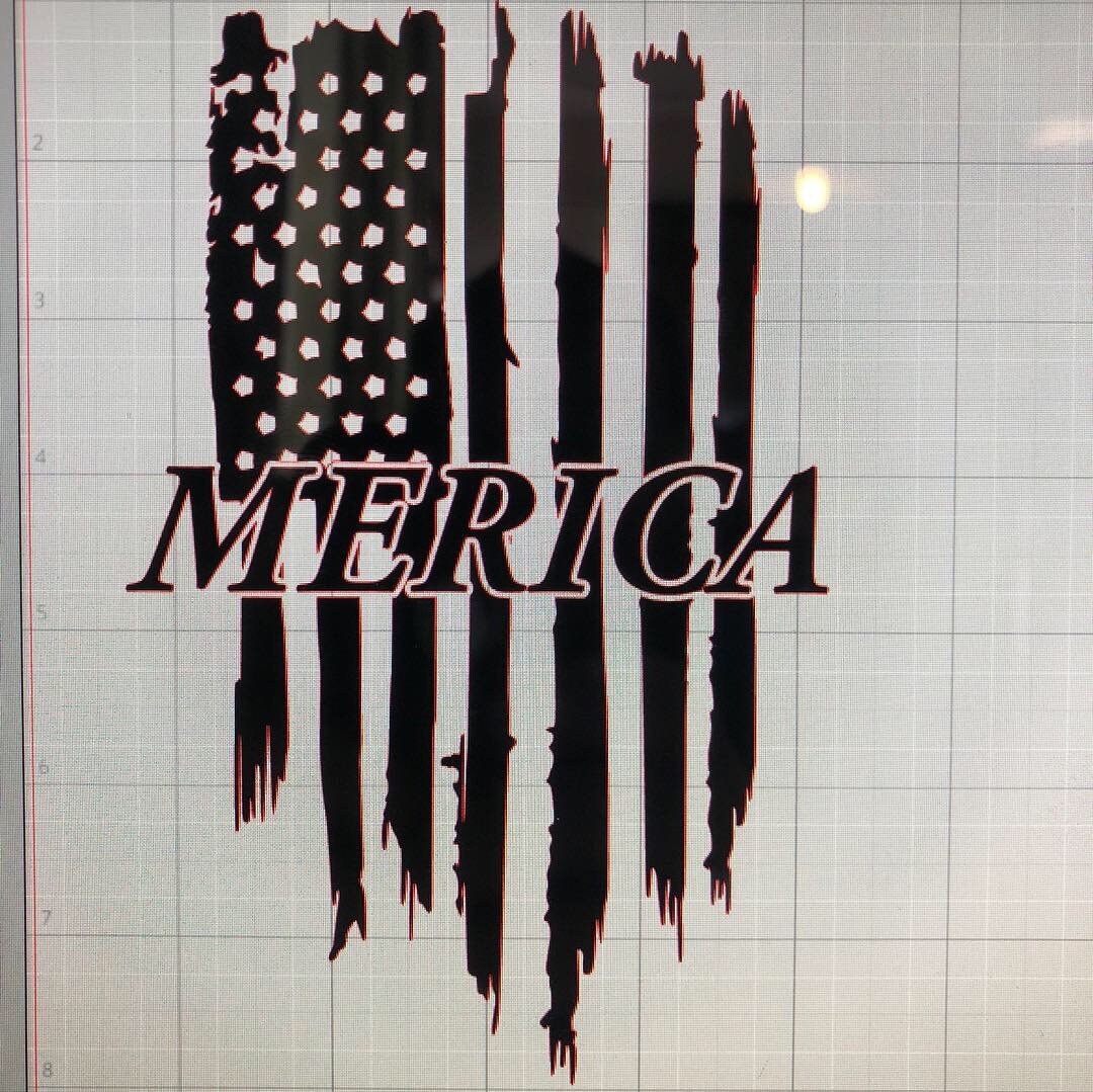 Distressed American flag with MERICA