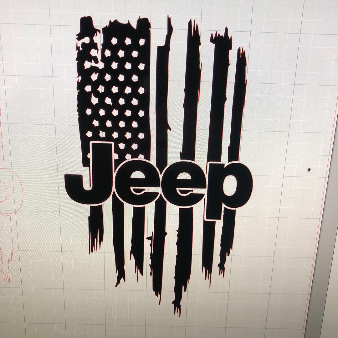 Distressed American flag Jeep