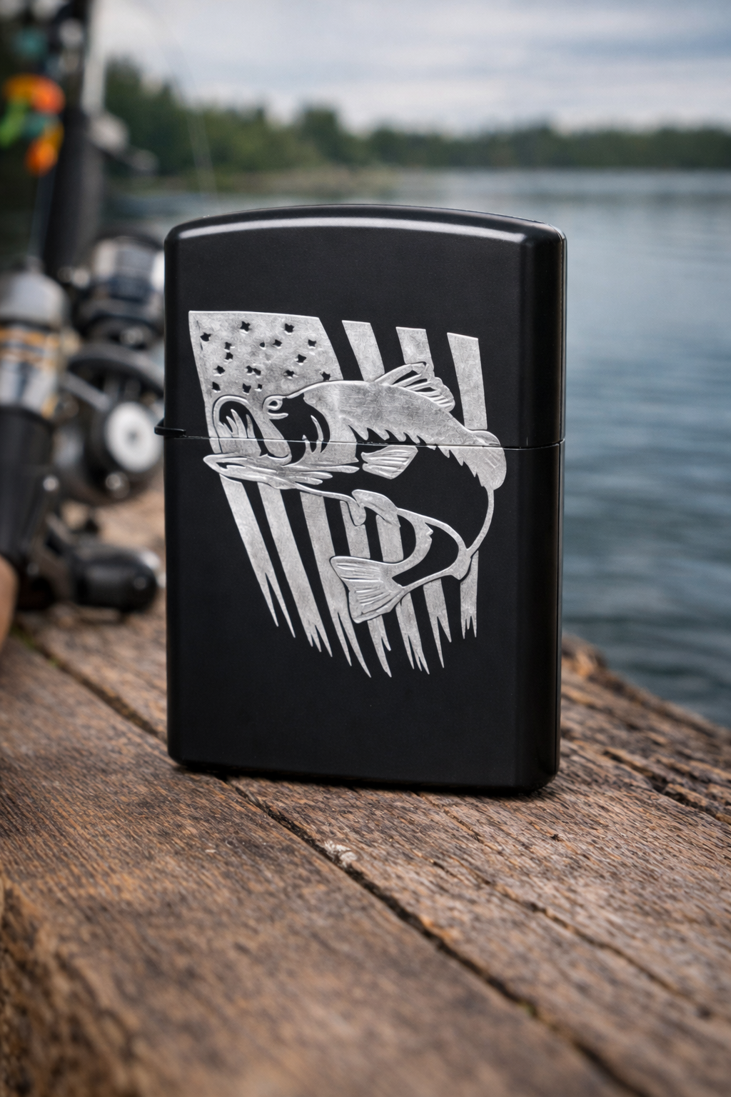Bass Flag Laser Engraved Lighter – Matte Black