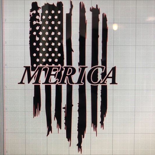 Distressed American flag with MERICA