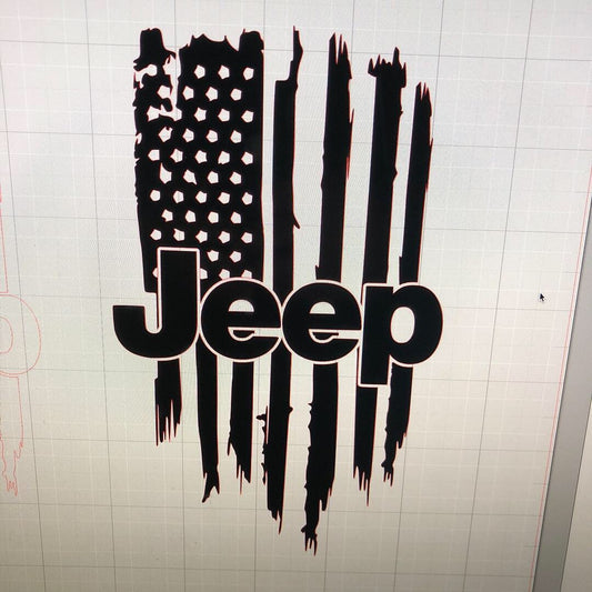 Distressed American flag Jeep